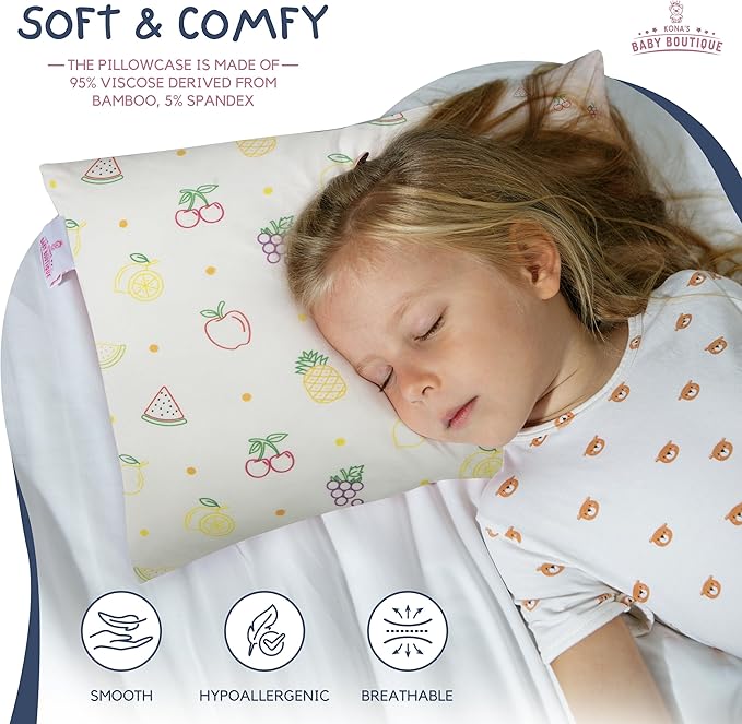 Kona's Perfect Toddler Pillow - Softest Pillowcase - 13 x 18 inch - Ages 2 to 3