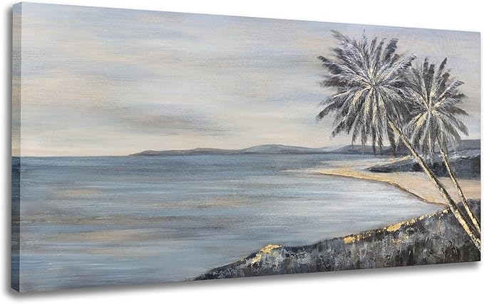 Yuaxker Ocean Canvas Wall Art Black and Gold Blue Aesthetic Canvas Painting Modern Art Wall Decor for Living Room Bedroom Dining Room Office Home Decor Artwork 24x48 inch