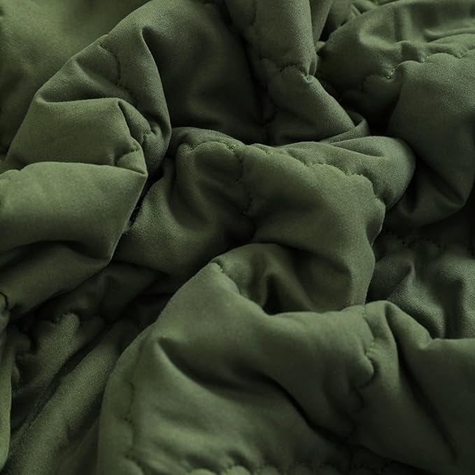 FLXXIE Machine Washable Microfiber Down Alternative Toddler Comforter, Super Soft and Lightweight Kids Crib Quilted Blanket for Stroller, Travel, 39x47 Inches, Olive