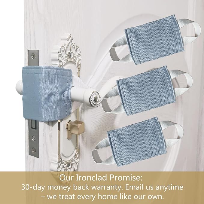 Door Silencer Cloth Latch Covers, Baby Door Cover Quiet Close Pads to Reduce Slamming Noise, Door Latch Cushion Pads to Prevent Door Slamming for Safety (3, Grayish Blue, 4.1 * 3.1 inches)