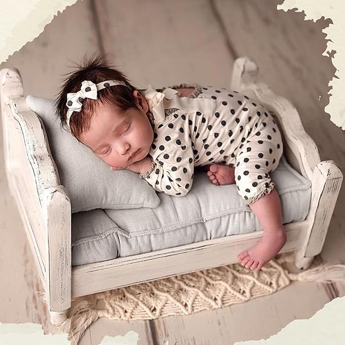 M&G House Newborn Photography Props Mattress Pillow Photography Baby Photoshoot Props Bed Mattress Bed Mat Medium (White)