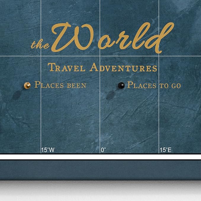 Canvas World Map with Cork Pin Board - English Lettering - Decorative Wall Decoration for All Rooms - Canvas Pictures with World Map Motif (90x60 cm, Pattern 19)