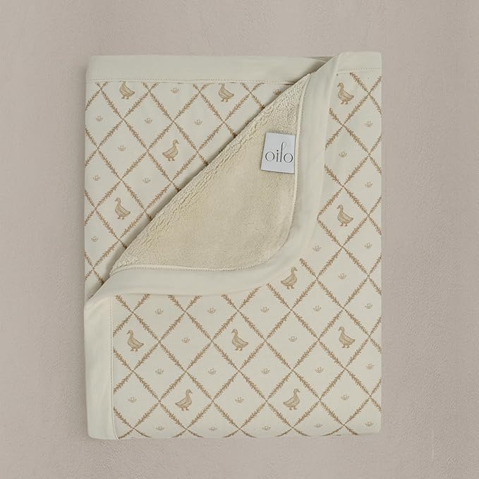 Oilo Baby Blanket, Luxury Soft Plush Chenille Backing & Turkish Cotton Jersey Print, Double Layered, 30" x 40", Rolled Jersey Edge Trim, Machine Washable, Perfect for Infant or Toddlers (Duck)