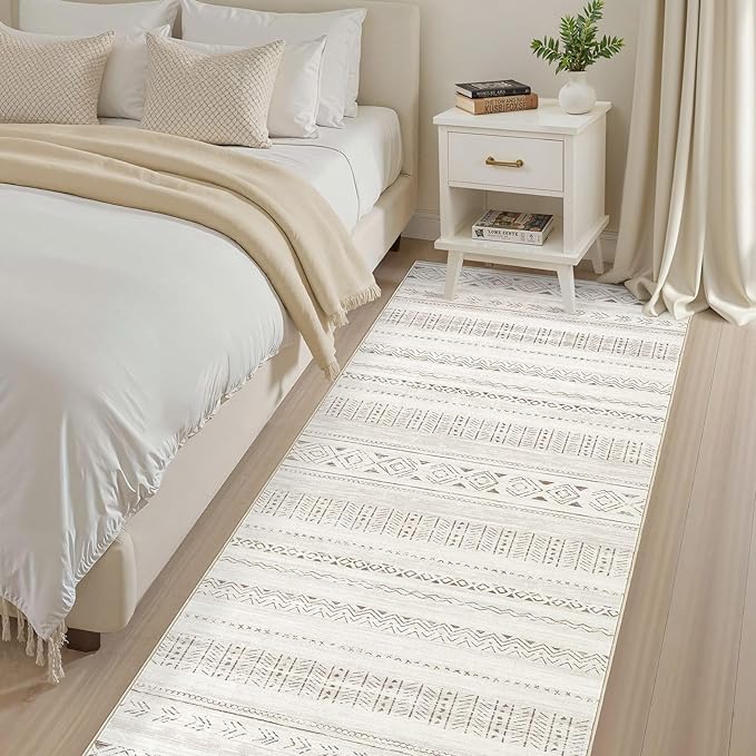 Area Rugs for Living Room Washable Living Room Rug Soft Neutral Indoor Floor Carpet Non-Slip Stain Resistant Modern Boho Rugs for Bedroom Dining Room Kids Room Nursery Office Home Brown/Cream