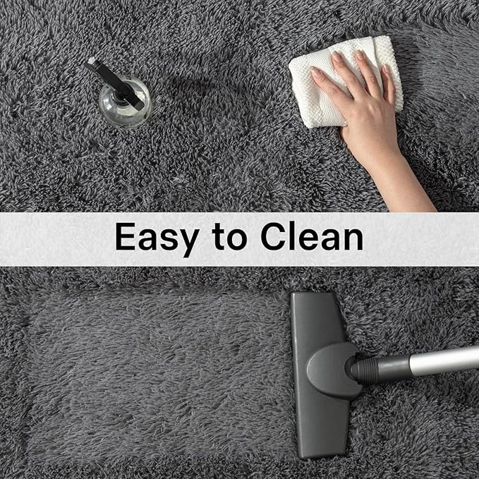 Merelax Soft Area Rugs for Livingroom Bedroom, Shaggy Plush Fuzzy Fluffy Carpet Furry Fur Rug, Modern Indoor Comfy Nursery Kids Dorm Home Decor Floor Mat, 4 x 6 ft, Charcoal