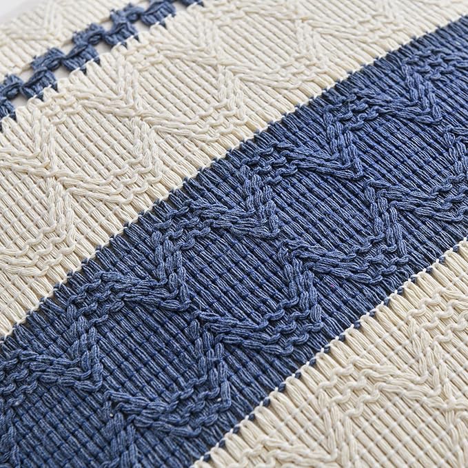 Fancy Homi Set of 2 Dusty Blue Vintage Long Lumbar Decorative Throw Pillow Covers 14x24 Inch for Couch Bed Chair Bedroom, Rustic Retro Square Cushion Case, Modern Farmhouse Boho Living Room Decor