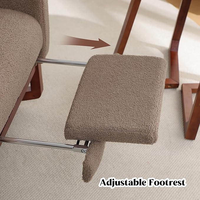 Rocking Chair Nursery with Foot Rest,Teddy Nursery Rocking Chairs, Wingback Nursing Glider Rocker Chair with Pillow and High Back for Nursery, Living Room, Bedroom, Coffee