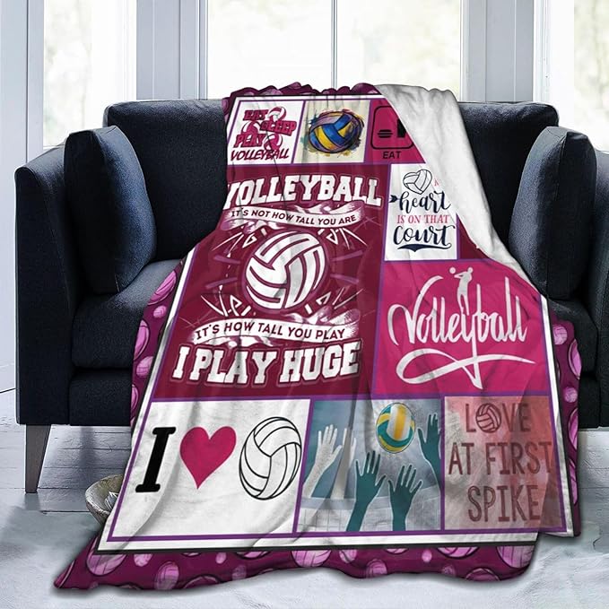 Volleyball Blanket Volleyball Decor Throw Blanket Gifts for Girl Woman Kids Super Soft Flannel Lightweight Fluffy Plush Fuzzy Fleece Sports Blanket for Bed Sofa 40"X50"