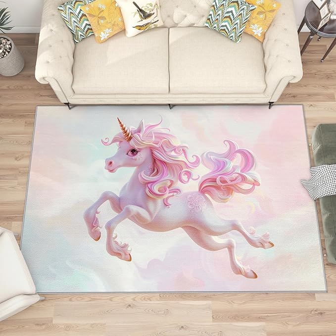 Unicorn Rugs Fro Girls Room - 3x4 Rug - Unicorn Rug - Kawaii Fantasy Animal Area Rug - Girls Kids Baby Nursery Rugs - Gradient Cute Cartoon Carpet - Home Decor