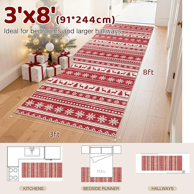 Area Rugs for Living Room Washable Living Room Rug Soft Neutral Indoor Floor Carpet Non-Slip Stain Resistant Modern Boho Rugs for Bedroom Dining Room Kids Room Nursery Office Home Red