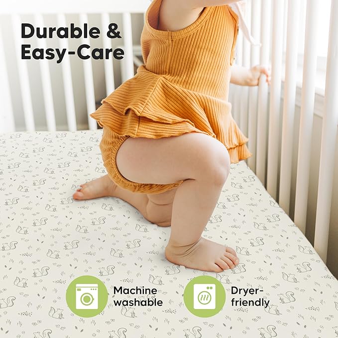 KeaBabies 2-Pack Baby Crib Sheets for Boys, Girls - 52x28 Viscose Derived from Bamboo Toddler Bed Sheets Neutral, Fitted Crib Mattress Cover for Standard Baby Bedding, Soft & Cozy (Pine Grove)