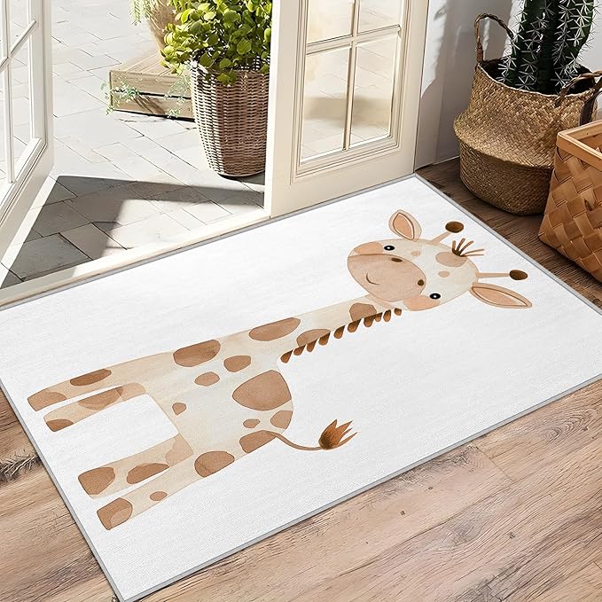 Giraffe Rugs for Baby Nursery - 3x5 Rug - Giraffe Rug - Cute Cartoon Safari Area Rug - Kids Baby Nursery Rugs - Zoo Animal Carpet - Home Decor