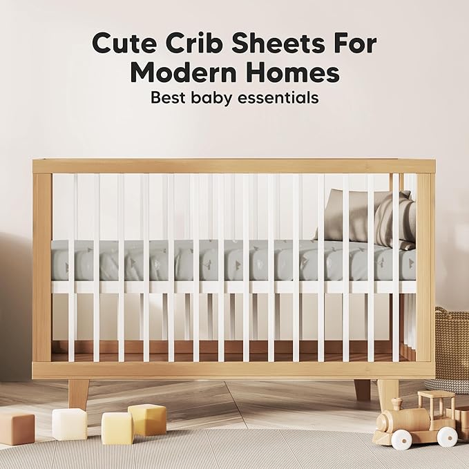 KeaBabies 2-Pack Baby Crib Sheets for Boys, Girls - 52x28 Viscose Derived from Bamboo Toddler Bed Sheets Neutral, Fitted Crib Mattress Cover for Standard Baby Bedding, Soft & Cozy (Savannah)
