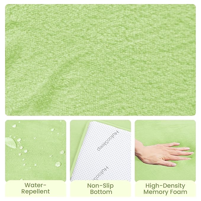Baby Play Mat for Floor,1.3" Thick Elasti-Foam 50"×50" Playpen Mat for Tummy Time,Water Repellent Soft Coral Velvet for Toddler,Infant,Kids,Non-Slip Backing Safe for Crawling(Light Green)