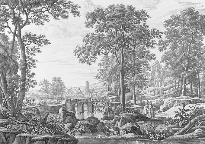 Vintage Forest Mural Wallpaper Gray Tree Woodland Wallpaper Large Art Wall Mural for Bedroom Living Room(Not Self-Adhesive)
