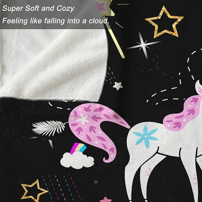 Ultra Soft Fleece Blanket- Lightweight & Warm Throw Blanket for Couch, Cozy Plush Sherpa Blanket for Adults Kids, Durable & Easy Care (Unicorn, 50x60 in)