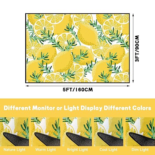 Lemon Rug Yellow Area Rugs for Bedroom Dorm Living Room Lemon Tree Throw Rug Floor Mat Pad Doormat Carpet, 3' x 5'(90 x 160cm)