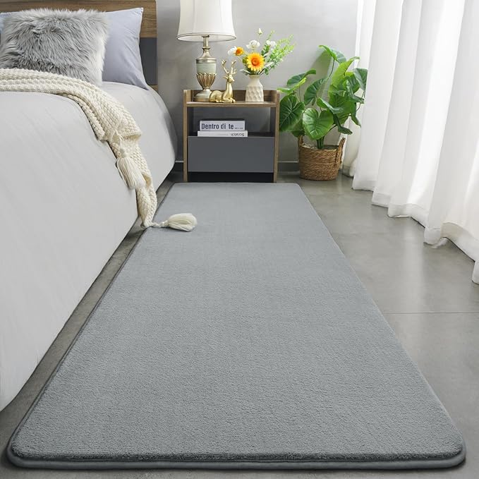 Amearea Modern Soft Hallway Runner Rug, 2x8 Feet Area Rug Runners for Hallways, Washable Runner Rugs, Non Slip Memory Foam Rug Grey Runner Rugs Carpet for Entrance Kitchen Kids Room Decor, Grey