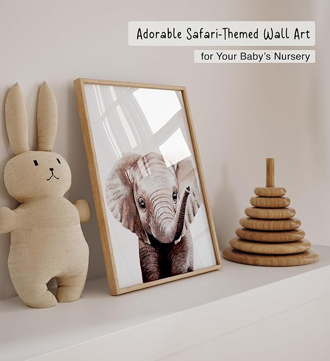 KIU DESIGNS Nursery Wall Art - Unframed Safari Nursery Decor - Set of 4 Animal Wall Decor Gift for Baby - Safari Portrait - 8"x10"