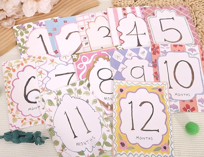 Baby Boy/Girl Monthly Milestone Cards - First Holiday Cards,First Year Month Photo Milestone Cards,Baby Shower Newborn Photo Prop (Cards-2)