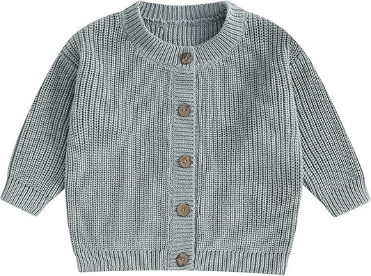 Newborn Baby Boy Girl Knit Sweater Cardigan Winter Warm Button Down Sweatshirt Top Outfit Cute Infant Fall Clothes