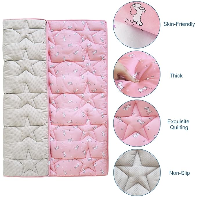 SPRINGSPIRIT Baby Play Mat for Boys Girls, 43'' x 43'' Play Mat for Playpen, One-Piece Crawling Playmat for Baby, Non Slip Foldable Crawling Mat, Toddlers, Pink