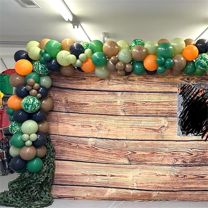 Green and Brown Army Balloons Set, 12 Inch Dark Sage Green Retro Light Coffee Brown Camo Latex Balloons for Camouflage Birthday Party Hunting Soldier Camping Jungle Themed Party Decorations Supplies