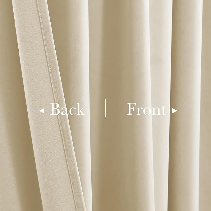 StangH Beige Velvet Curtains 84 inches Back Tab Privacy Light Dimming Window Panels for Nursery Kids Bedroom Elegant Home Decoration for Living Room/Patio, W52 x L84, 2 Panels