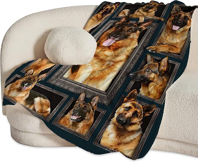 German Shepherd Dog Blanket - Cute Gifts & Decor, Soft Warm Fleece Throw for Girls, Women, Kids & Adults, 60"x50"
