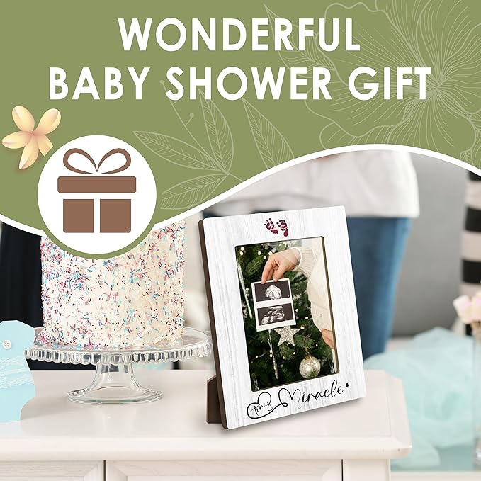 First Christmas Sonogram Picture Frame - Gender Reveal Decorations and Baby Shower Gifts for New Mom Grandparent Pregnancy Announcement Newborn Nursery Baby Picture Frame Decor - A25