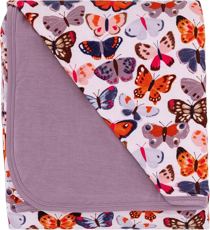 Little Sleepies Cloud Blanket, Soft Viscose from Bamboo Toddler & Baby Blanket for Boys & Girls, Lightweight, Perfect for Hot Sleepers, 50" x 50", Large (Butterfly Kisses)