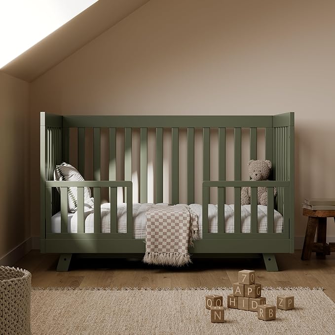 Storkcraft Beckett 3-in-1 Convertible Crib (Olive) – GREENGUARD Gold Certified, Fits Standard Crib Mattress, Converts to Toddler Bed and Daybed, 4 Adjustable Mattress Heights, Grow-with-Me Design