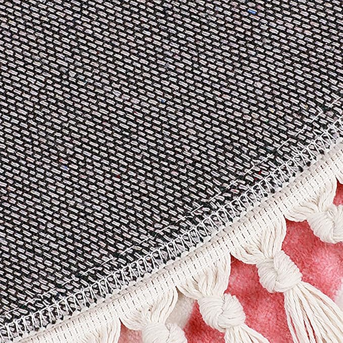 Rainbow Tassels Soft Area Rug for Girls Kids Room Washable Artificial Wool Bedroom Living Room, Kid Round Carpet Rainbow Pattern, Non-Slip Indoor Floor Carpet Home Decor, 5 Feet