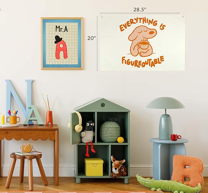 Everything is Figureoutable-Boho Rectangular Banner Flag Pennant Wall Decor Gift for Baby Boy Girl Kids,Nursery Classroom Playroom Reading Room Bedroom Decor Decor-Baby,Shower Birthday Christmas Gift