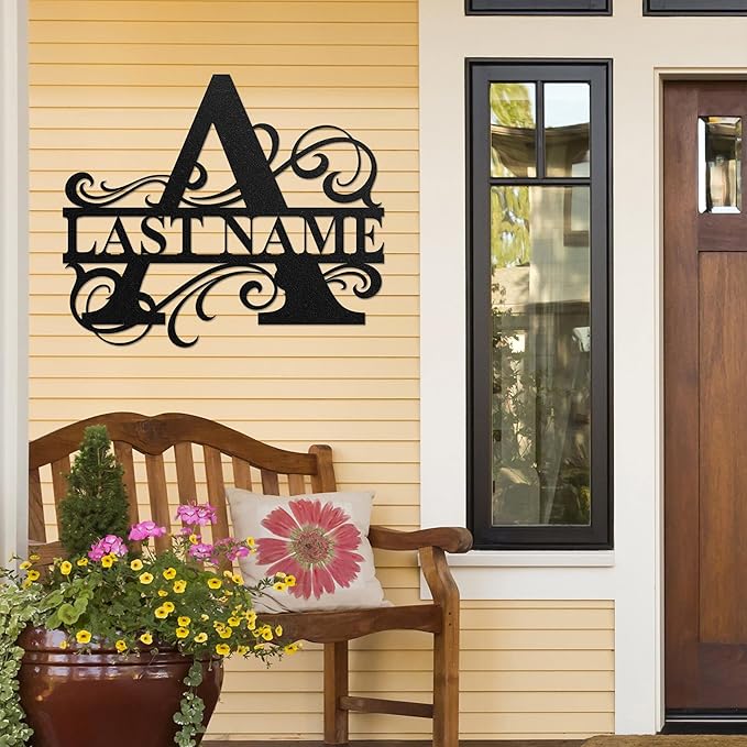 LULLBABYMALL Custom Metal Signs - Last Name Sign, Split Letter Monogram, Letter A, Family Name Wall Art, Outdoor Metal Signs, Personalized Wedding Gift