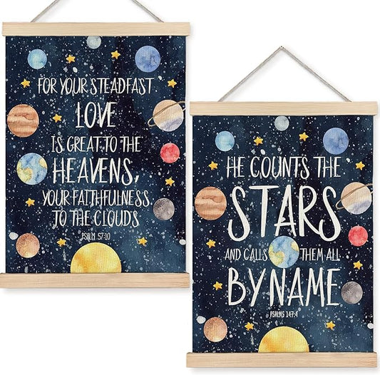 URLLUAE Solar System Poster Hanger Frame, Space Nursery Wall Art Decor,Solar System for Kids,Outer Space Room Decor for Boys Room,16x24 Inches Set of 2