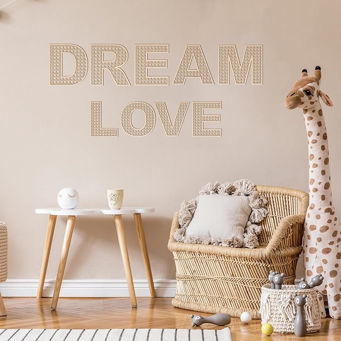 She Love Large Boho Wooden Rattan Letters 12 inch for Nursery Decor Wood Letter K Wall Decors for Baby Girl Boy Bedroom Home Rustic Name Sign Birthday Wedding Decorative letters