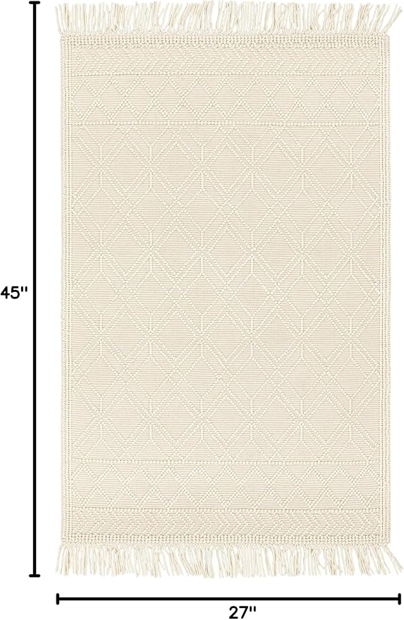 Mark&Day Wool Rugs, 2x4 Staveley Cottage Beige Area Rug, Cream White Carpet for Living Room, Bedroom or Kitchen (2'3" x 3'9")