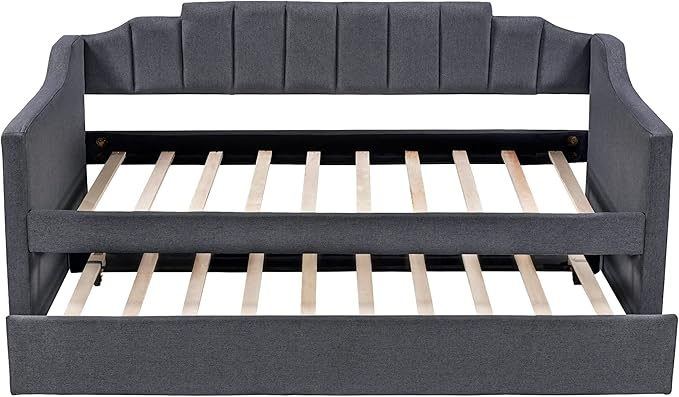Bellemave Twin Upholstered daybed with Trundle, Sofa Bed Twin Size, daybed with Trundle for Adults, Kids, Girls, Teens, for Living Room, Black