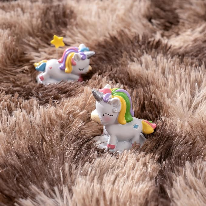 3x5 Shag Area Rug - Fluffy Fuzzy Nursery Kids Girls Room Rug - Soft Plush Furry Bedside Carpet- Tie-Dyed Brown