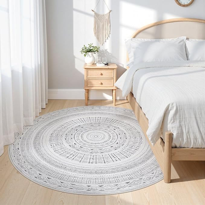 Area Rugs for Living Room Washable Living Room Rug Soft Neutral Indoor Floor Carpet Non-Slip Stain Resistant Modern Boho Rugs for Bedroom Dining Room Kids Room Nursery Office Home Dark Grey