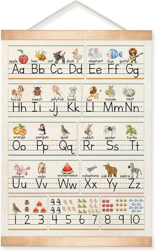 Kids Alphabet and Numbers Educational Poster for Classroom Decor,Colorful Educational Posters for Toddlers 1-3,Toddler Learning Poster for Kids Ages 3-5 for Nursery Playroom,Classroom Must Haves 14x18.5Inch (Colorful-05)