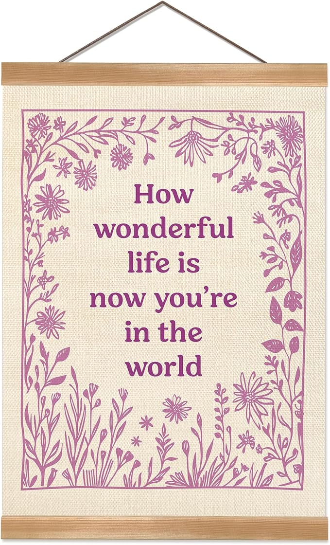ZTGDA Boho Wall Art Poster – Abstract Watercolor Canvas Print, Linen Hanging Banner Wall Decor for Nursery Playroom Kids Room,Vintage Aesthetic Home & Office Decor(How wonderful-purple)