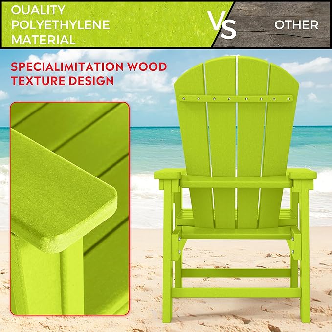 Costaelm Paradise Kids 5-Piece HDPE Outdoor Patio Round Dining Table and Chairs Set, Lime