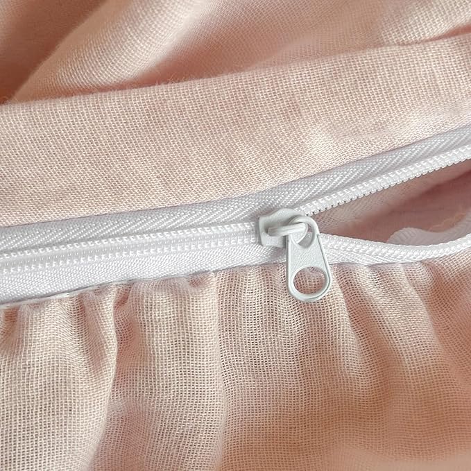 HighBuy Rose Floral Duvet Cover Twin Size,Linen Cotton Soft Coquette Ruffle Flower Bedding Duvet Cover Set,Jacquard Yarn-Dyed Shabby Chic Farmhouse Duvet Cover and Pillow Shams,Pink - Twin