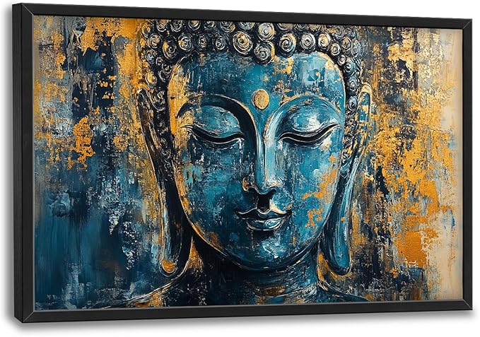 Olivine Buddha Wall Art, Zen Pictures Wall Decor, Religious Canvas Prints Painting, Framed Artwork for Bathroom Bedroom Living Room Office Home Spa Mediation Room Decoration 36"x24"