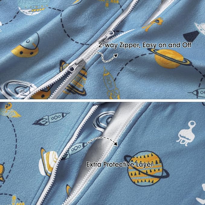 PHF 3 Pack Warm Micro-Fleece Baby Sleep Sack 6-12 Months, Soft Baby Wearable Blanket, 2-Way Zipper Sleeping Bags, Comfy Toddler Sleeping Sack for Boys, Medium Size, Space