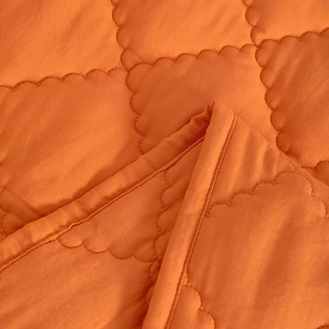 Down Alternative Toddler Comforter 39x47, Lightweight Warm Solid Color Baby Crib Quilted Blanket for Boys Girls, Orange
