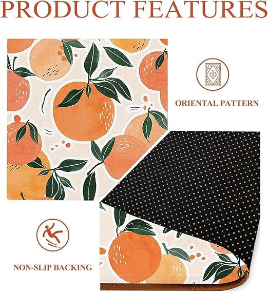 Round Orange Rug Tangerine Fruit Circle Rugs for Bedroom Dorm Living Room Area Rug Floor Mat Pad Doormat Carpet, 3'X3'(90x90cm)