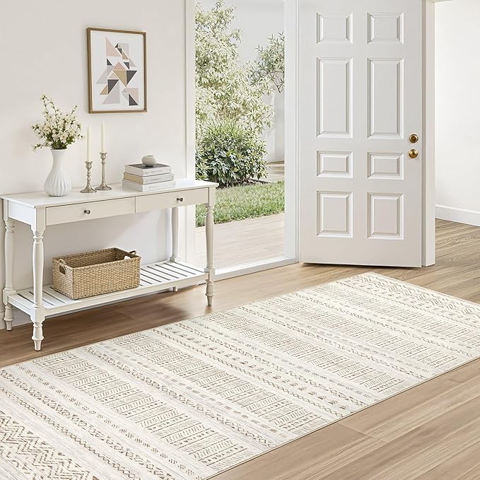 Area Rugs for Living Room Washable Living Room Rug Soft Neutral Indoor Floor Carpet Non-Slip Stain Resistant Modern Boho Rugs for Bedroom Dining Room Kids Room Nursery Office Home Dark Grey
